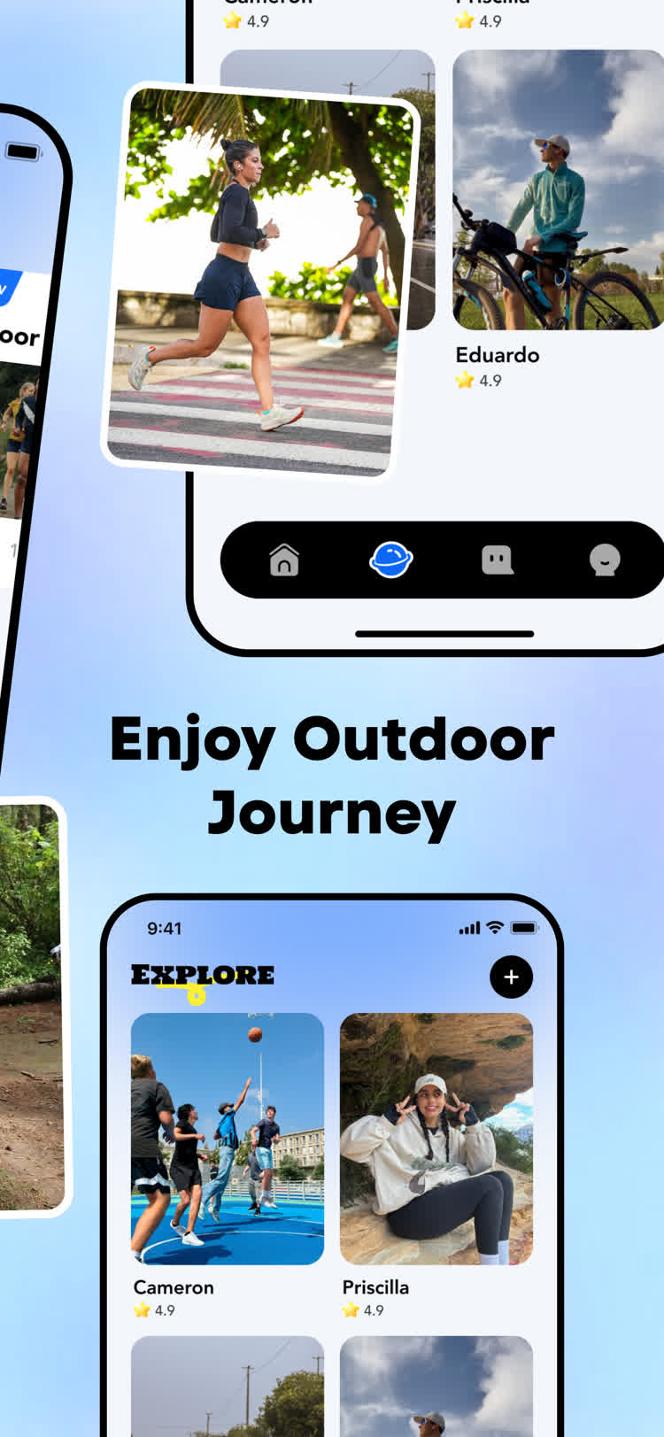 Outdoor adventure with mountain view